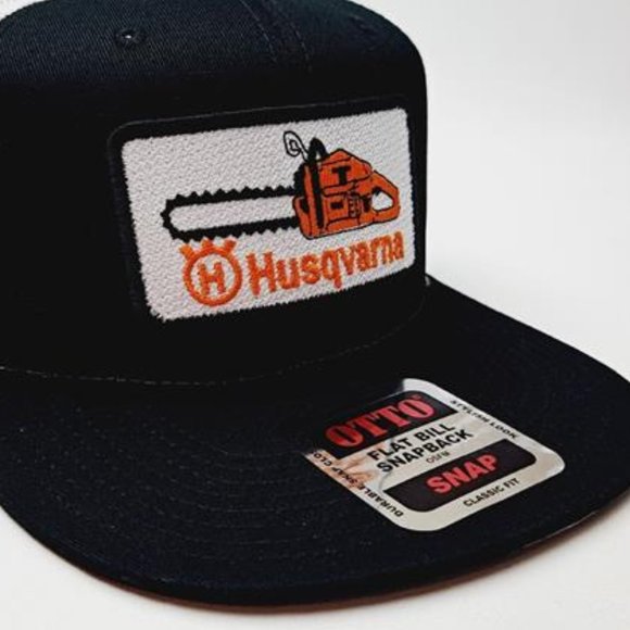 Husqvarna Swedish Chainsaws Flat Bill Embroidered Patch Cap Hat Motorcycle Fans - Picture 1 of 5